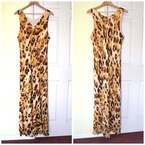 Vtg Leopard Print Maxi dress V neck Size 3XL Sleeveless hearth tone Mobwife